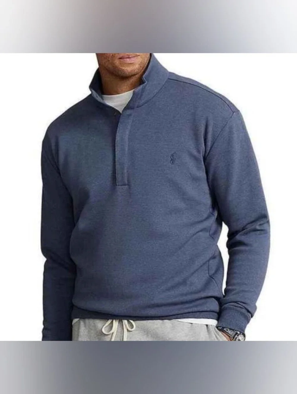 Polo Ralph Lauren Blue Double Knit Mockneck Sweater shirt Sz L NWT